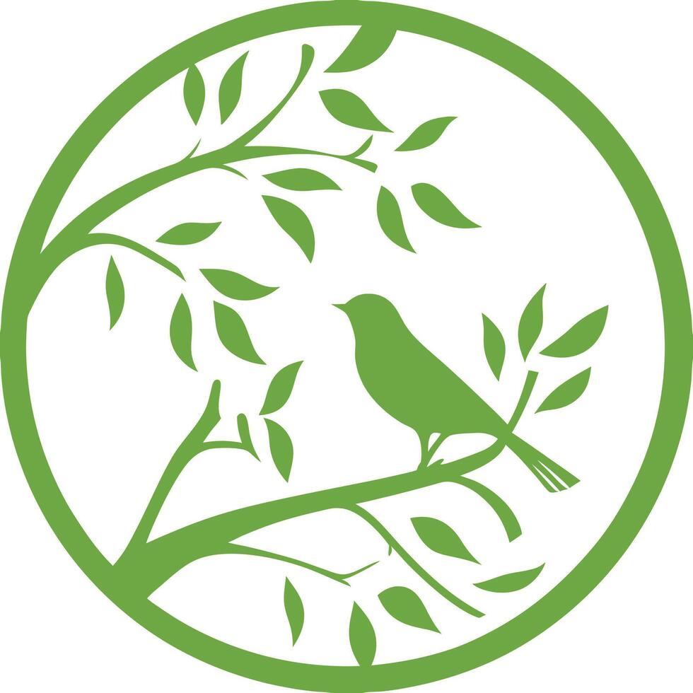 Elegant minimalist green color bird illustration with clean lines vector