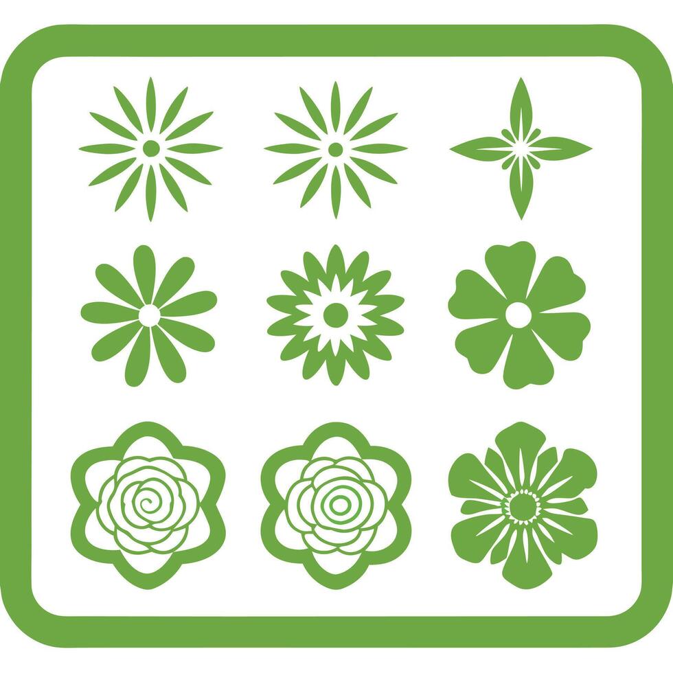 Floral design set green color. vector