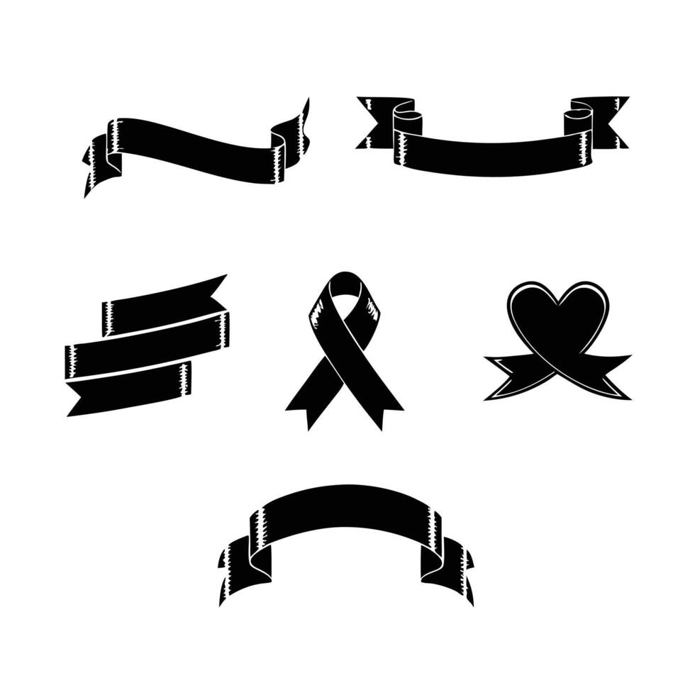 Elegant ribbon and banner illustration in monochrome style vector