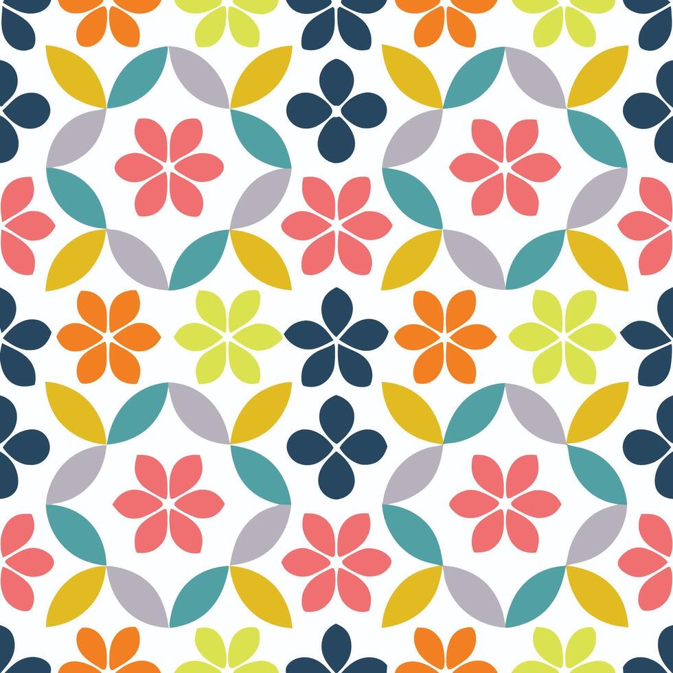 Elegant geometric floral designs with symmetrical details vector