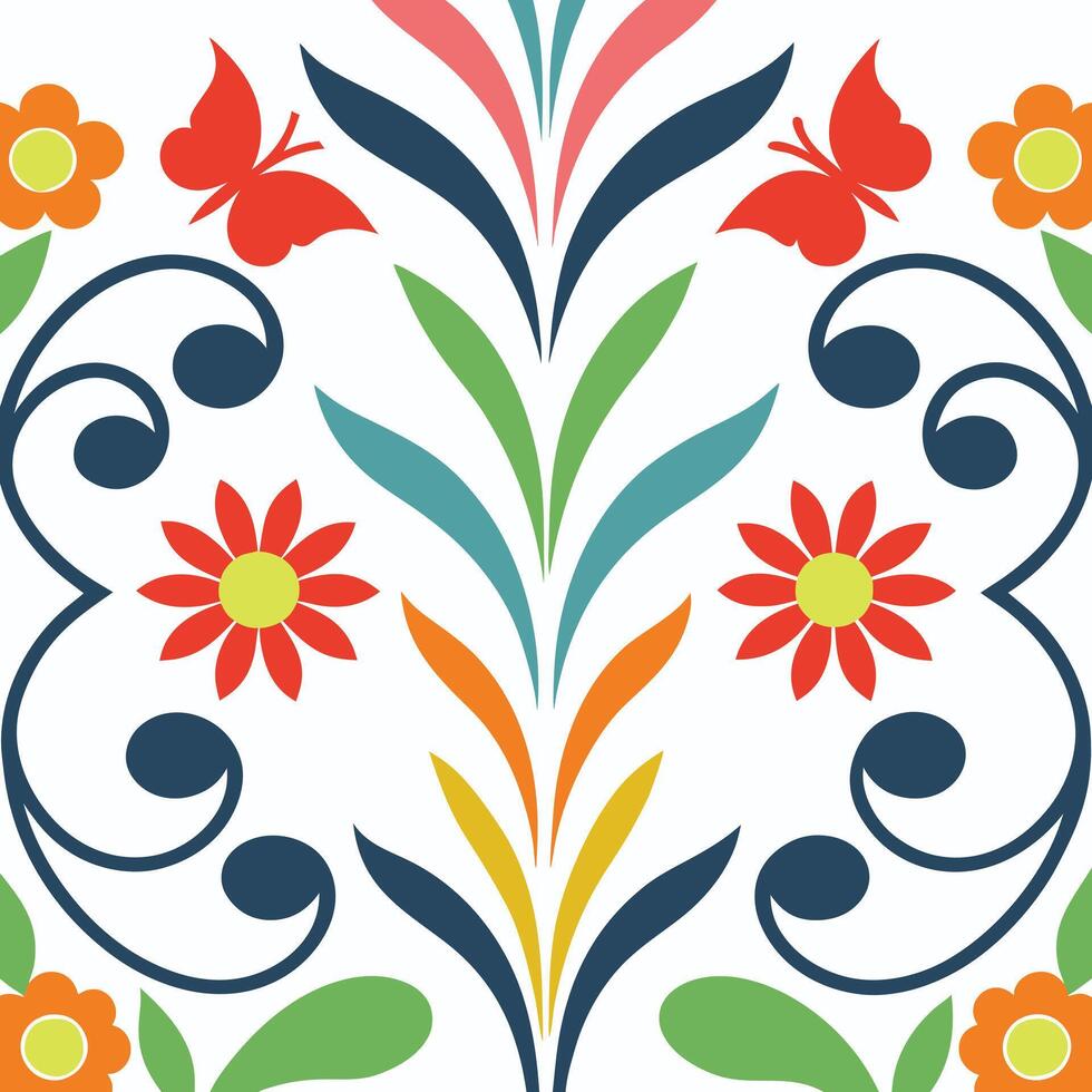 Floral design Geometric floral pattern set with intricate shapes. vector