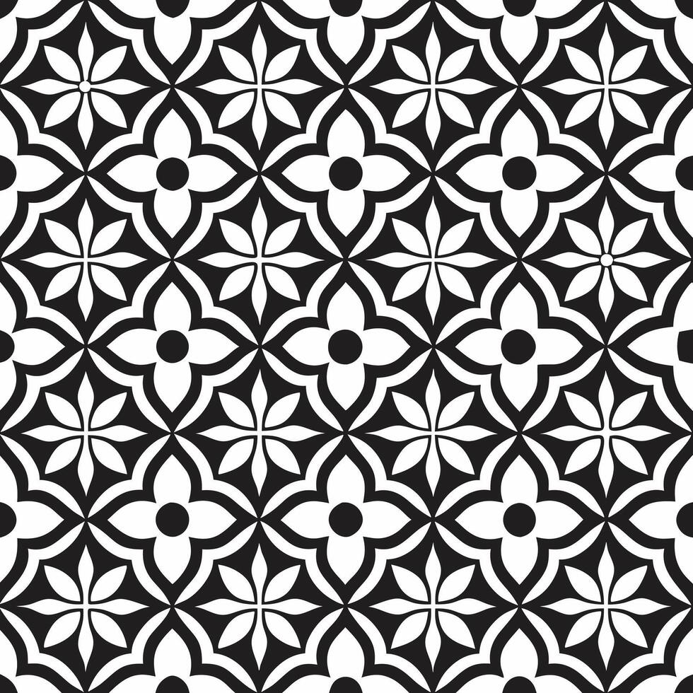 Contemporary geometric black floral pattern collection vector