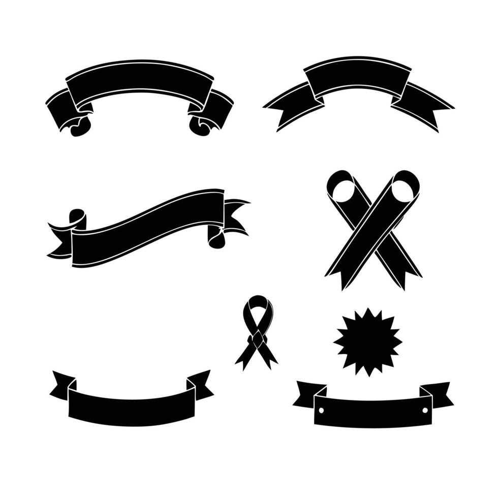 Decorative black and white ribbon banner graphic design vector