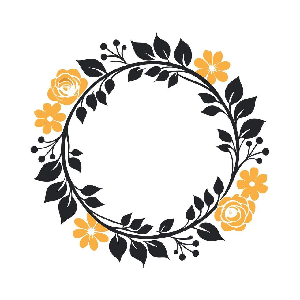 Vintage floral design in black and white drawing vector