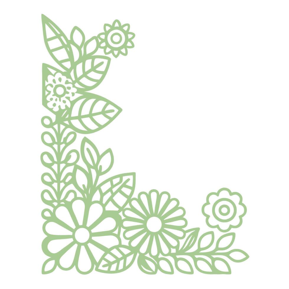 Floral silhouettes minimalist frame elegant design vector