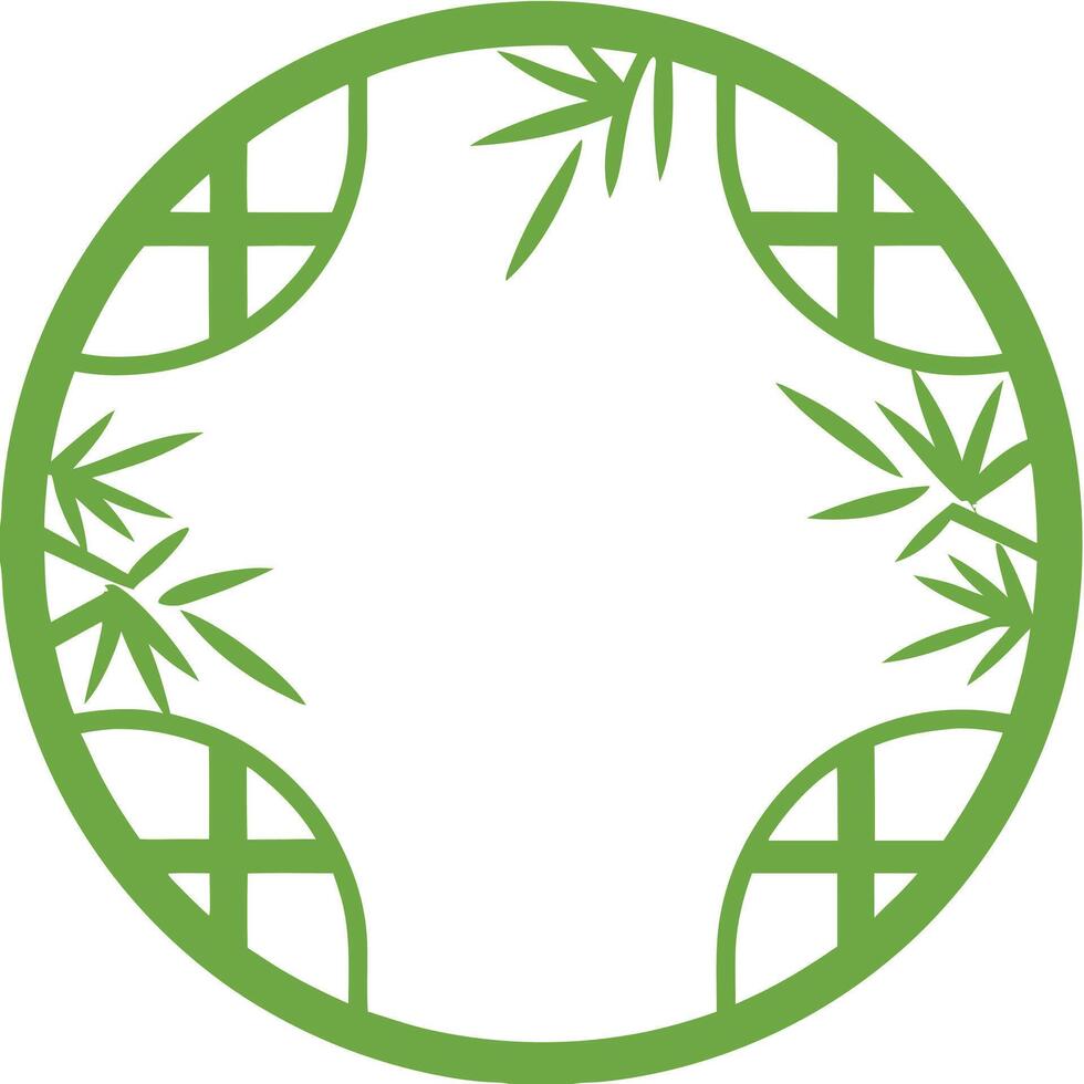 Circular Green Frames With Minimalist Nature Designs vector