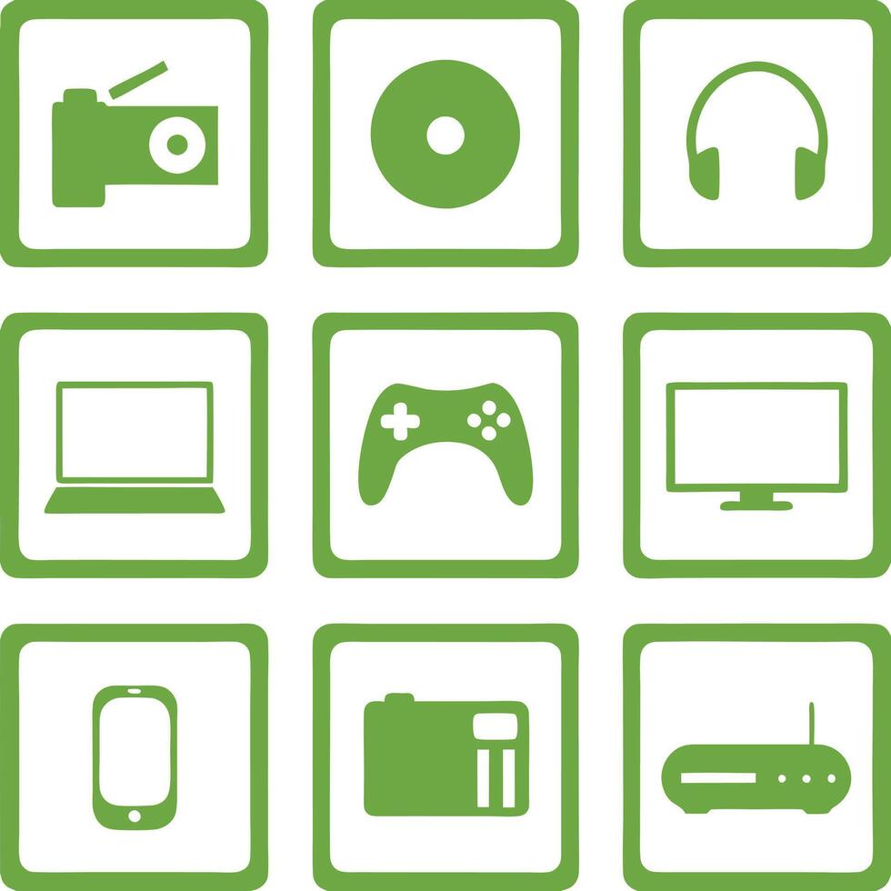 Icons technology symbols futuristic electronic elements vector