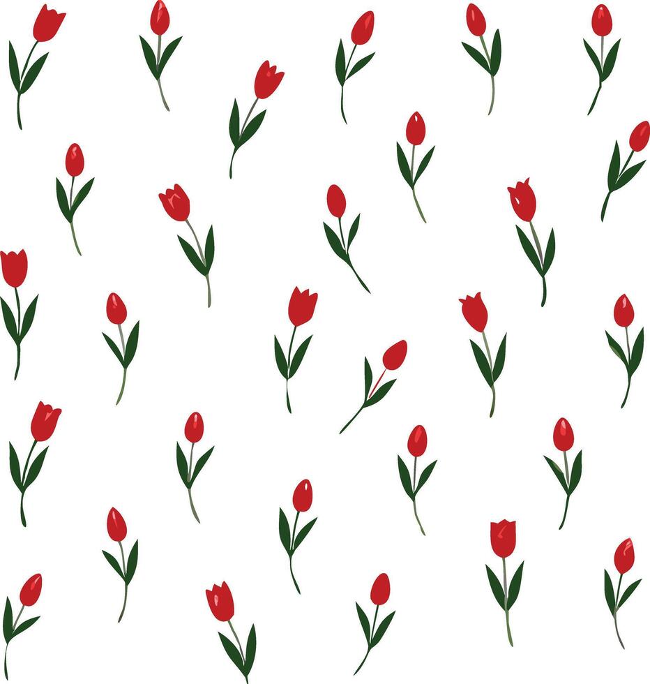 Floral pattern beautiful red flowers seamless print. vector