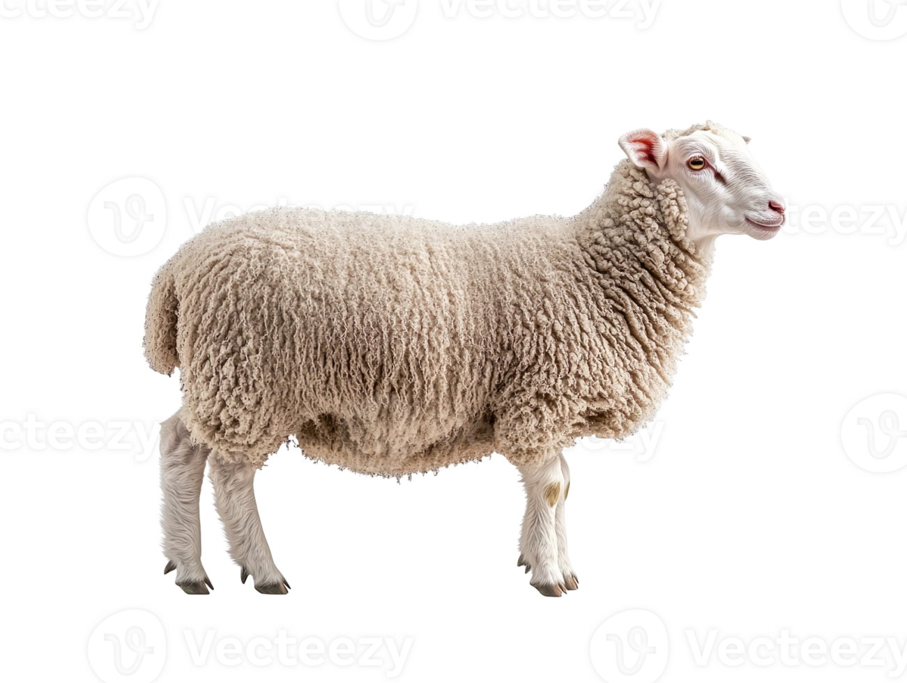 Cute Sheep standing isolated on transparent background png