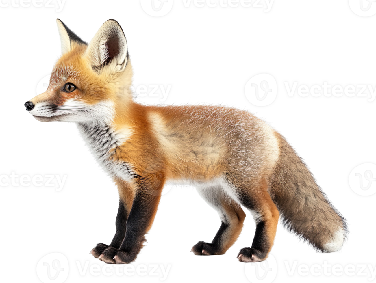 Cute red fox kit isolated on transparent background png