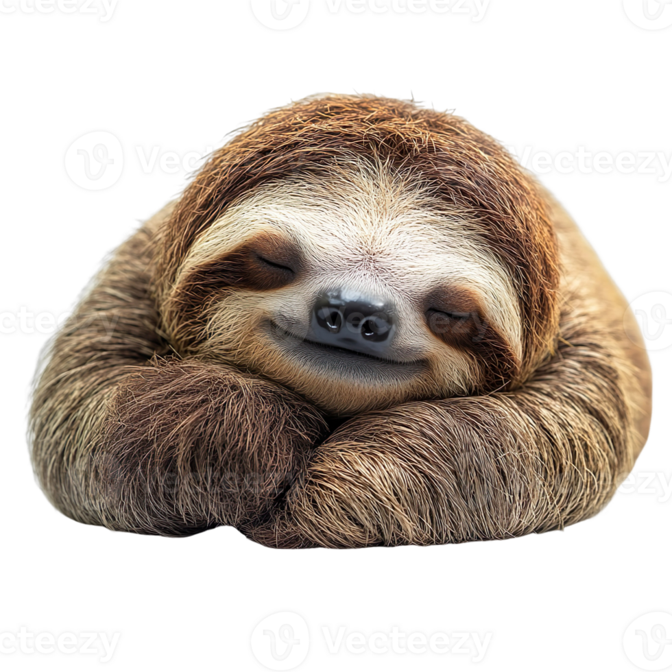 Cute sloth sleeps isolated on transparent background png