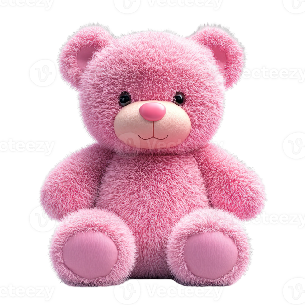 cute pink color teddy bear front view isolated on transparent background png