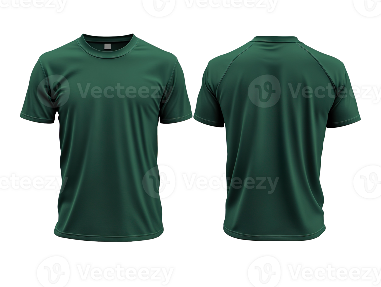 dark green sports t-shirt, jersey template design with front and back isolated on transparent background png