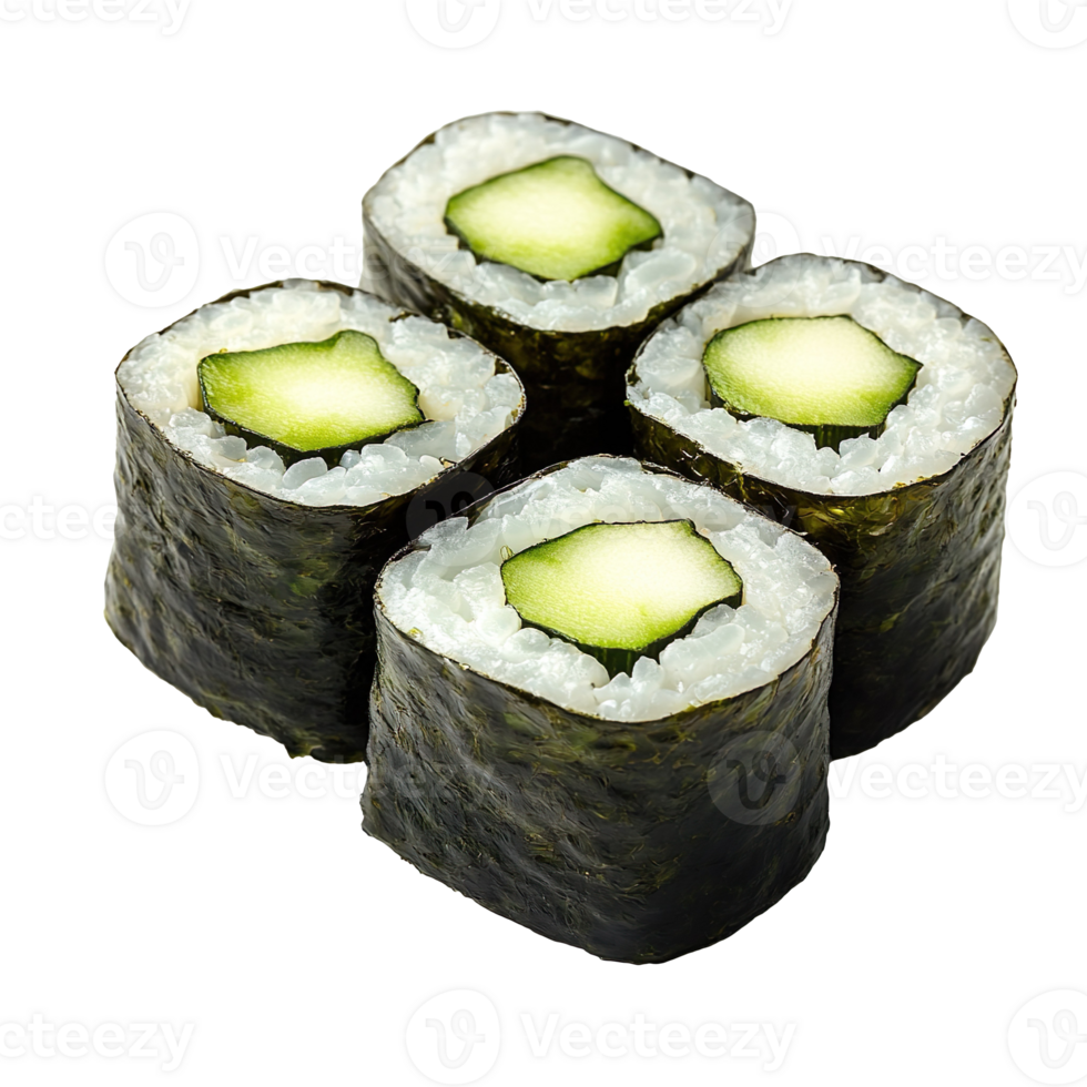 cucumber maki suhsi isolated on a transparent background png
