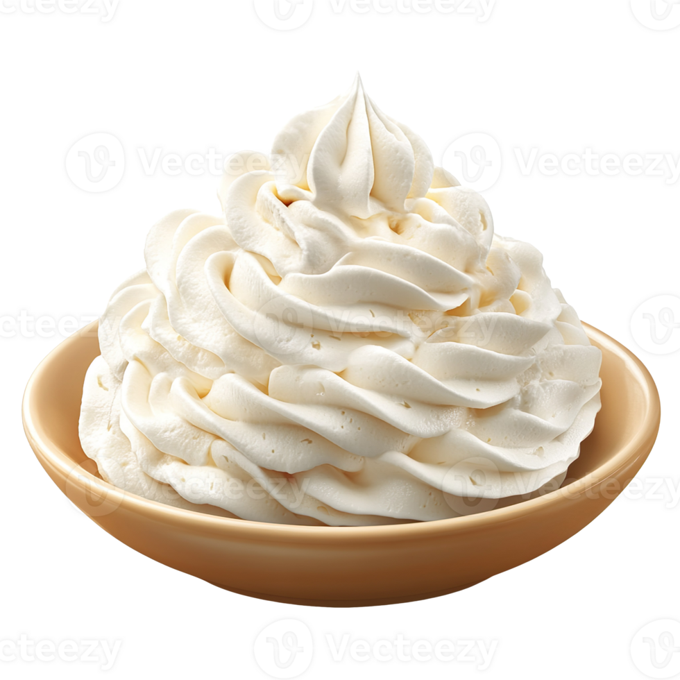 Delicious creamy whipped cream on a plate isolated on transparent background png