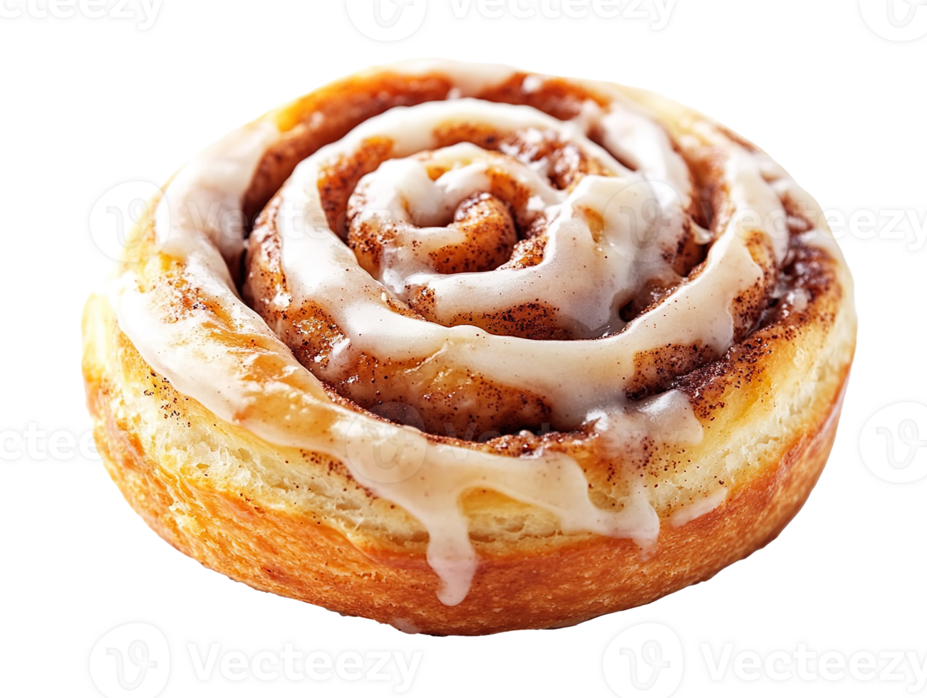 Delicious Cinnamon Roll with Icing isolated on transparent background png