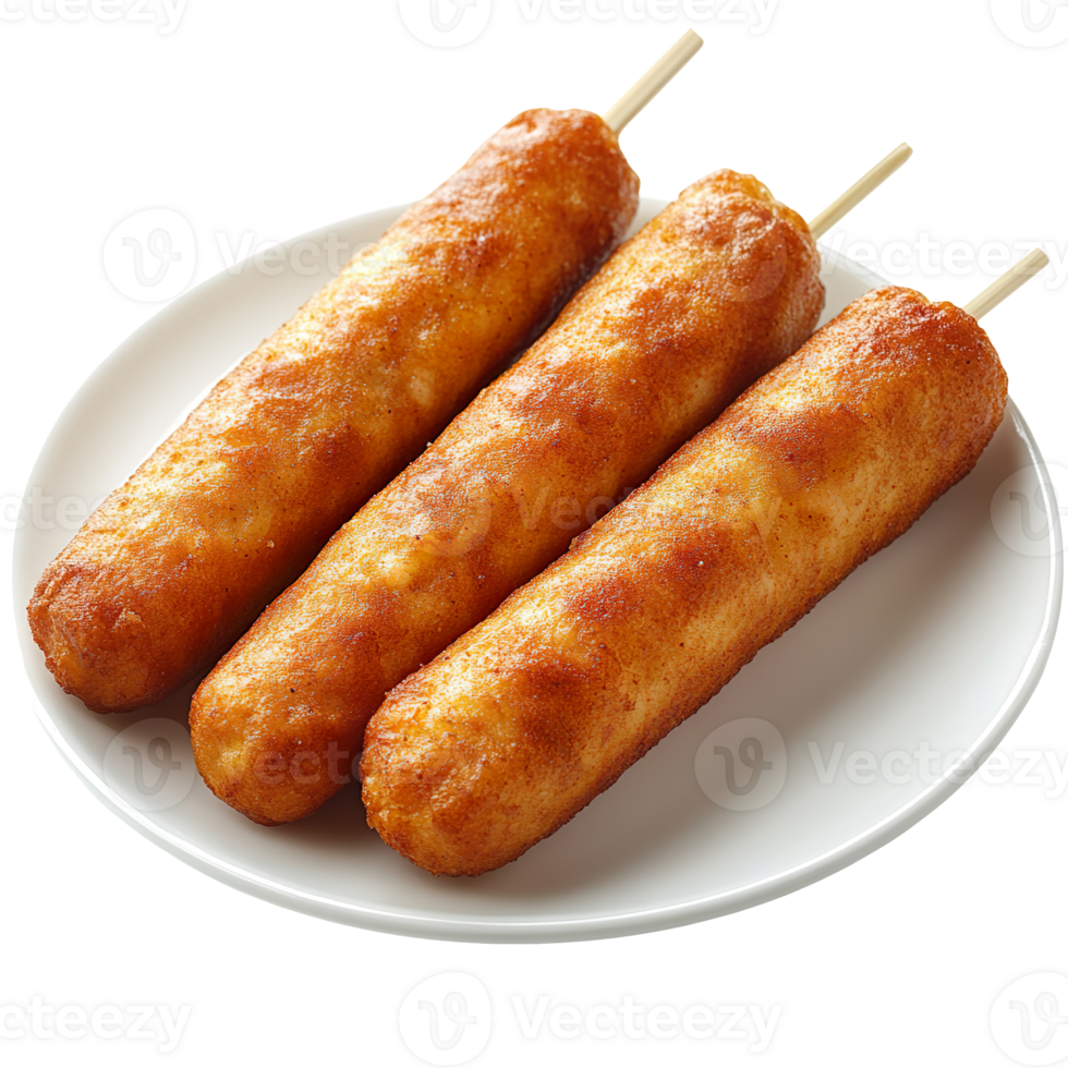 Delicious Corn Dogs Plate isolated on transparent background png