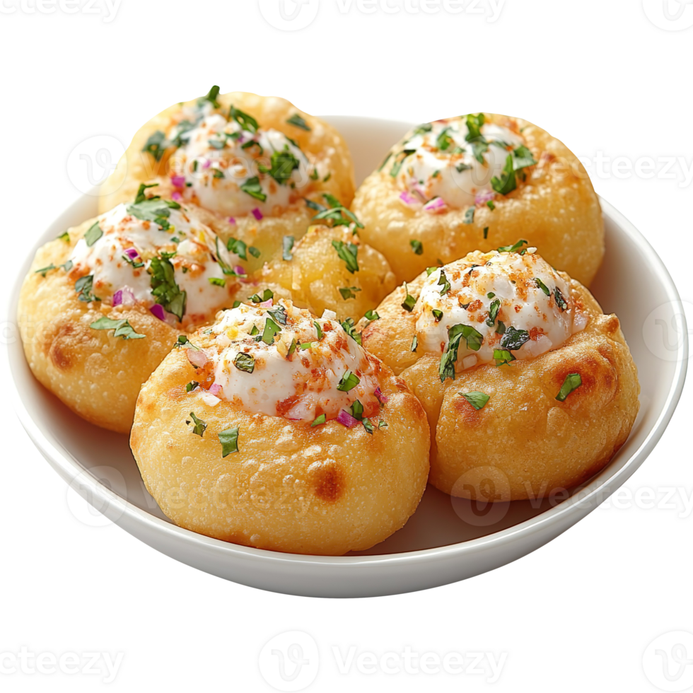 Delicious Dahi Puri isolated on transparent background png