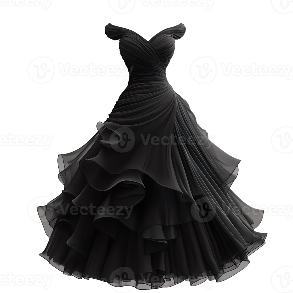 Elegant Black Dress isolated on transparent background png