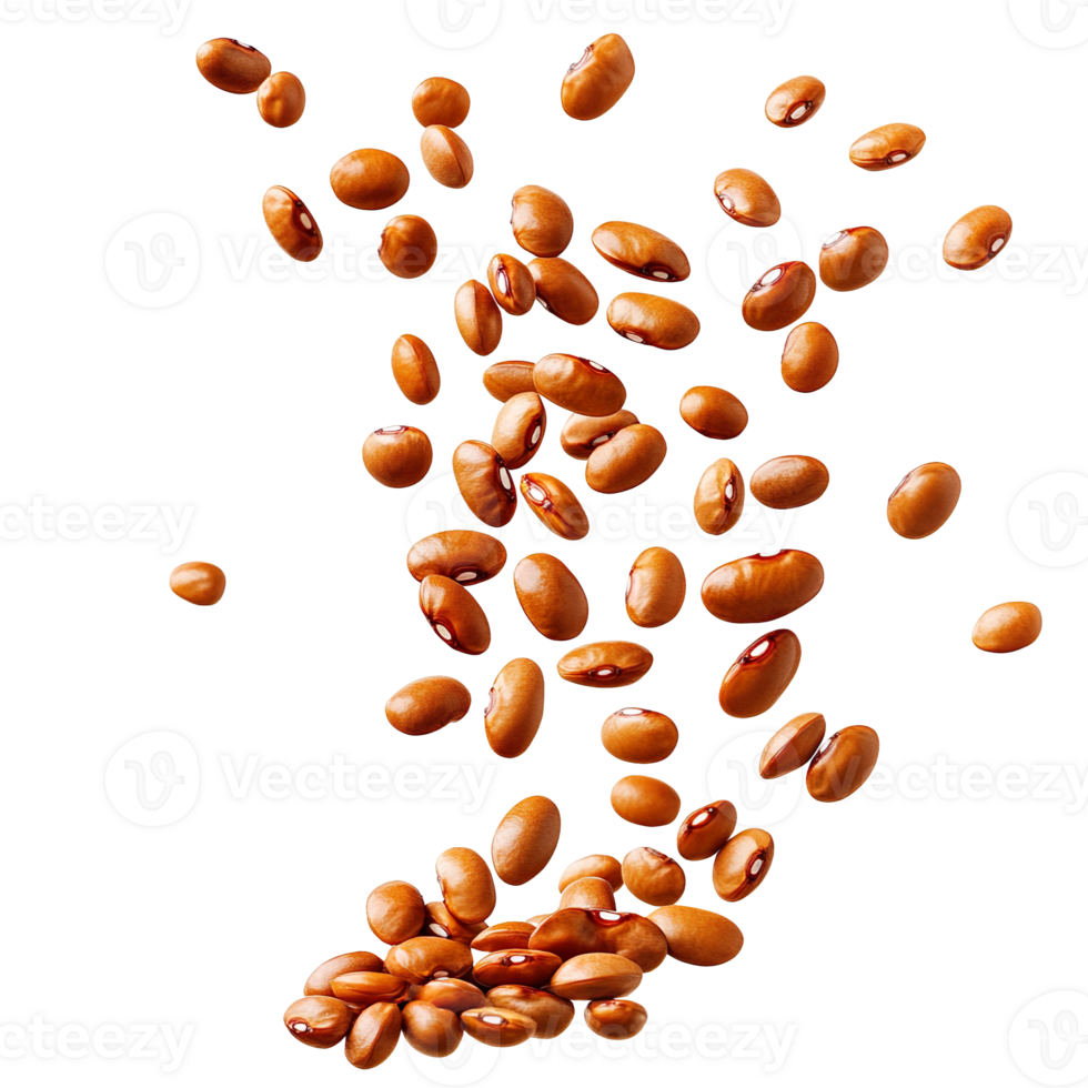 Falling beans in the air isolated on transparent background png