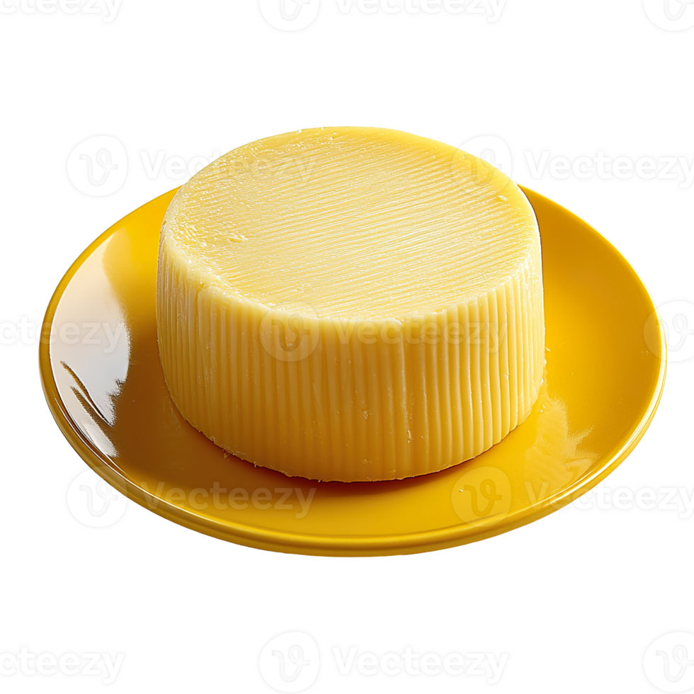 Fate cheese on yellow plate isolated on transparent background png