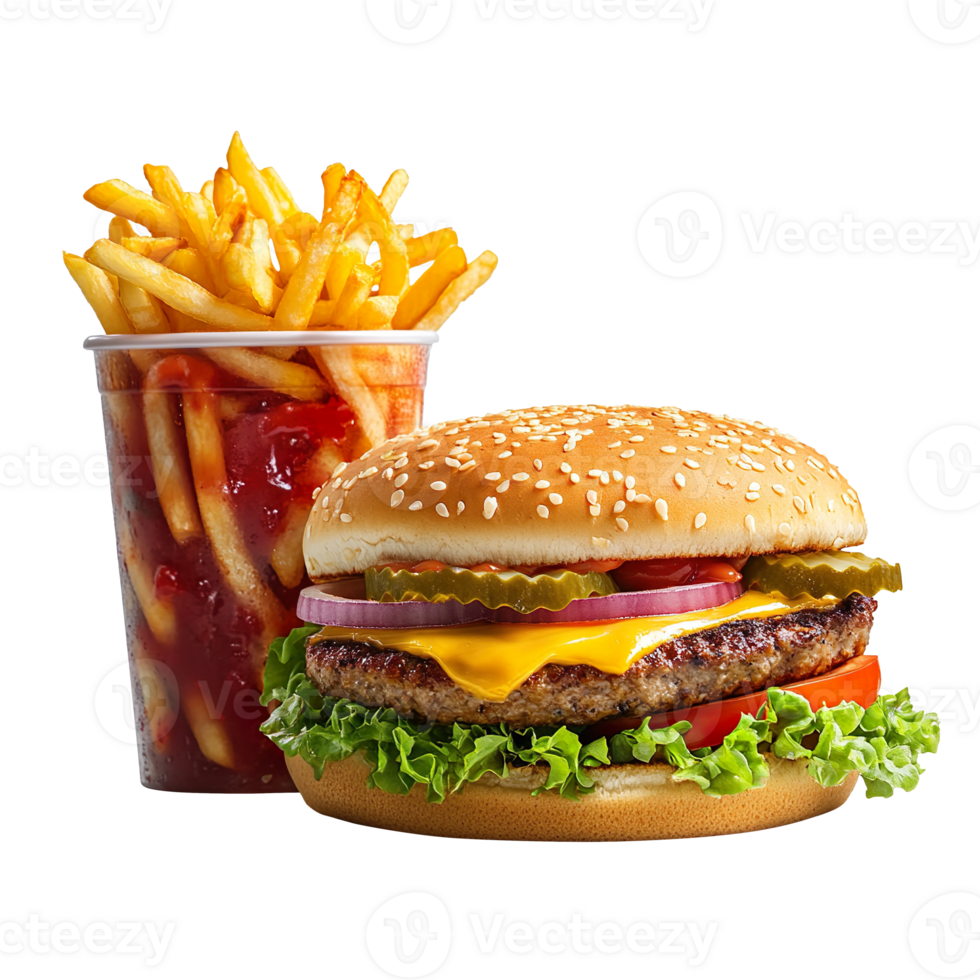Fast food meal isolated on transparent background png