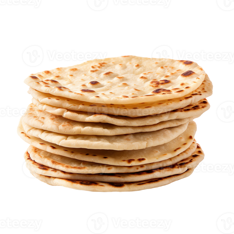 Flat bread stack isolated on transparent background png