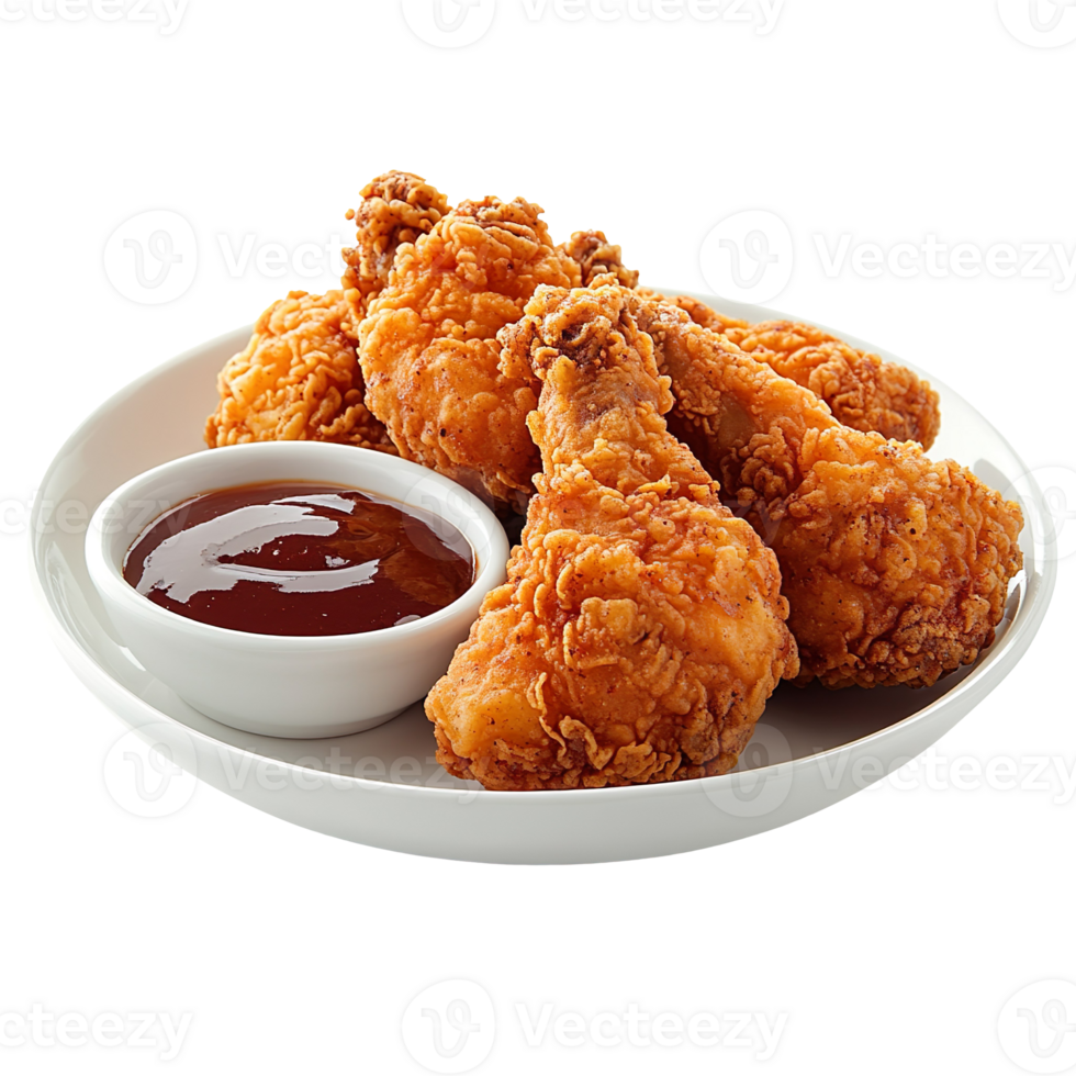 Fried Chicken with Dipping Sauces isolated on transparent background png