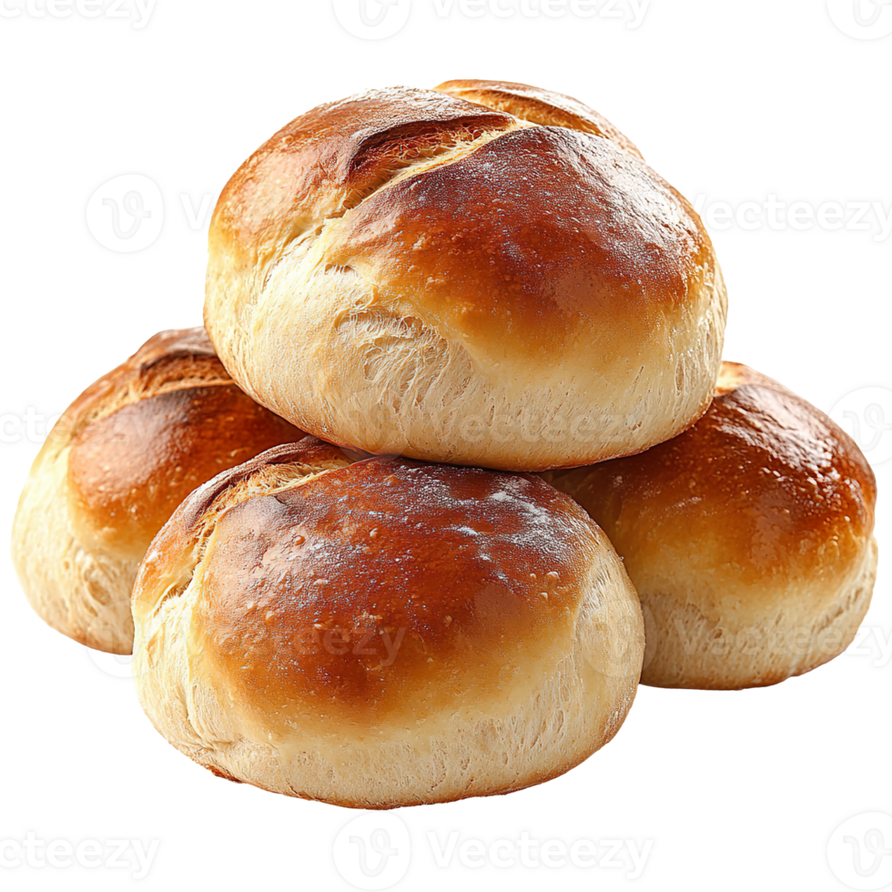 Fresh baked wheat buns isolated on transparent background png