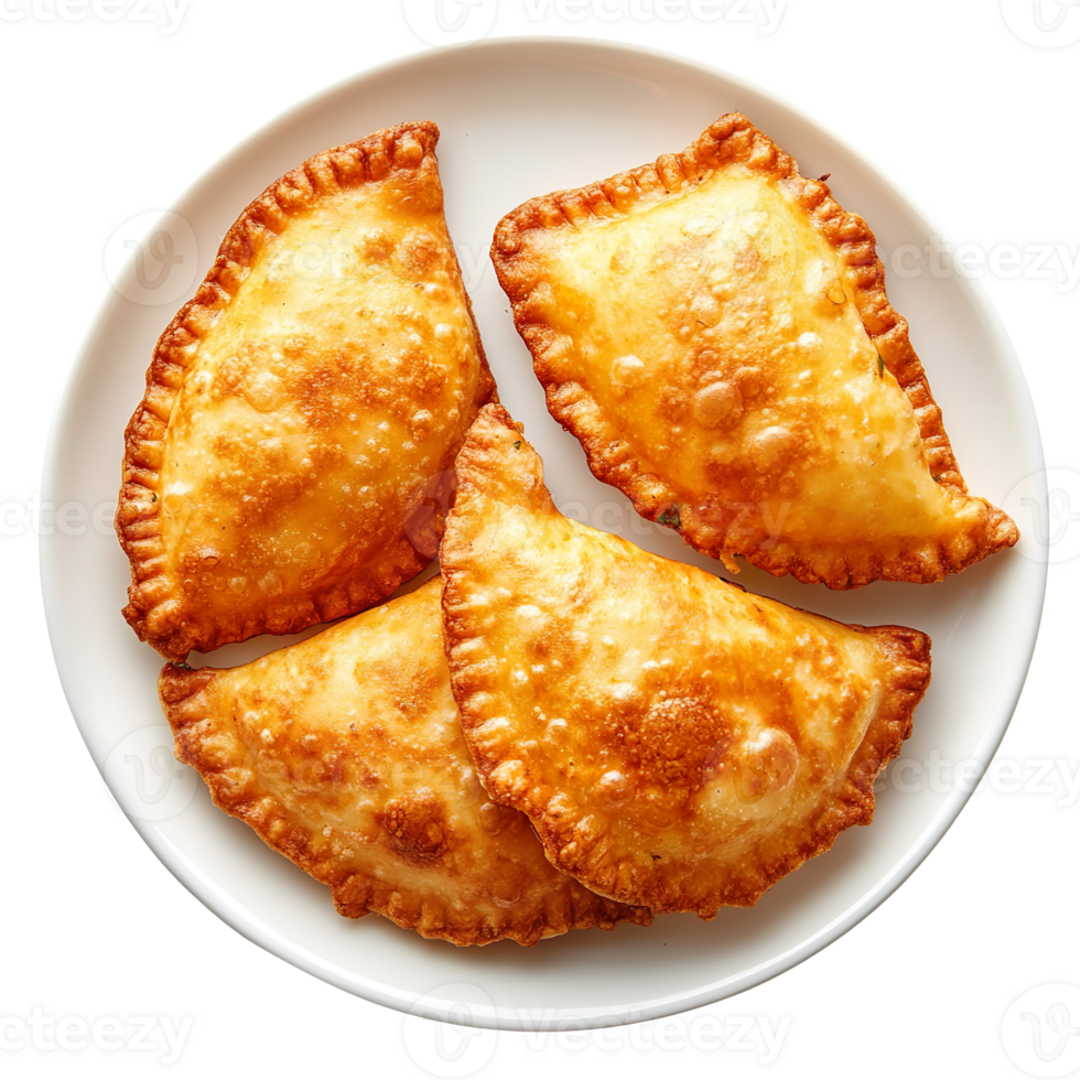 Fried Panzerotti fritto on a plate top view isolated on transparent background png