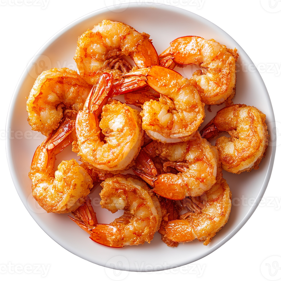 fried shrimps on a plate isolated on transparent background png