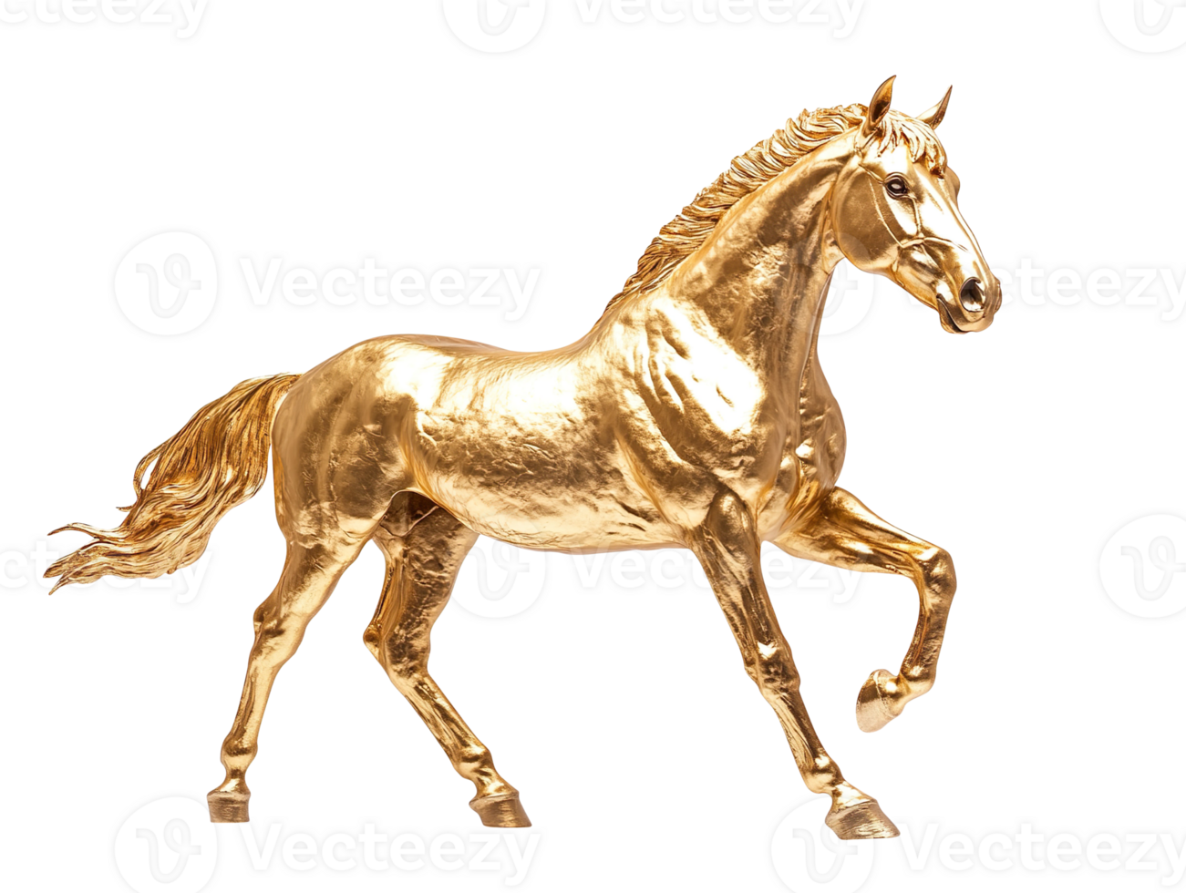 gold horse isolated on transparent background png