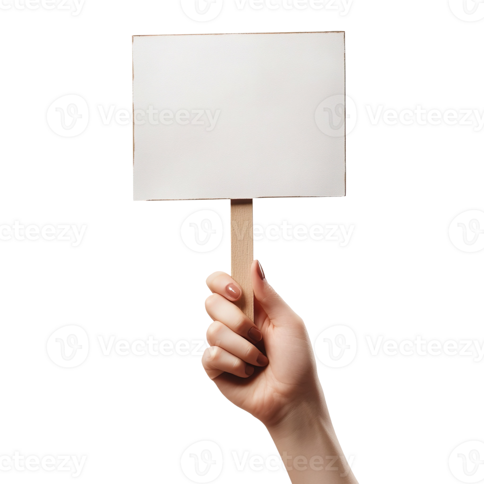 Hand hold protest sign isolated on transparent background png
