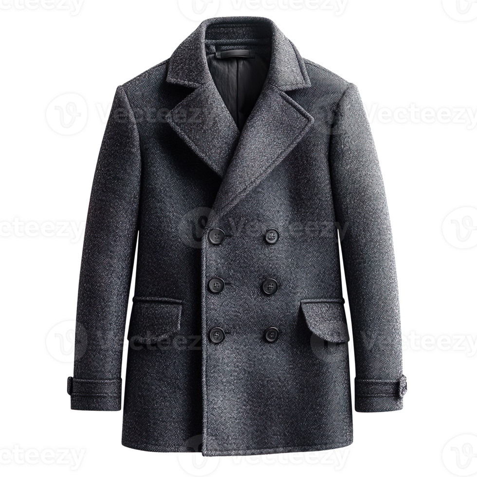 Gray wool blend coat isolated on transparent background png
