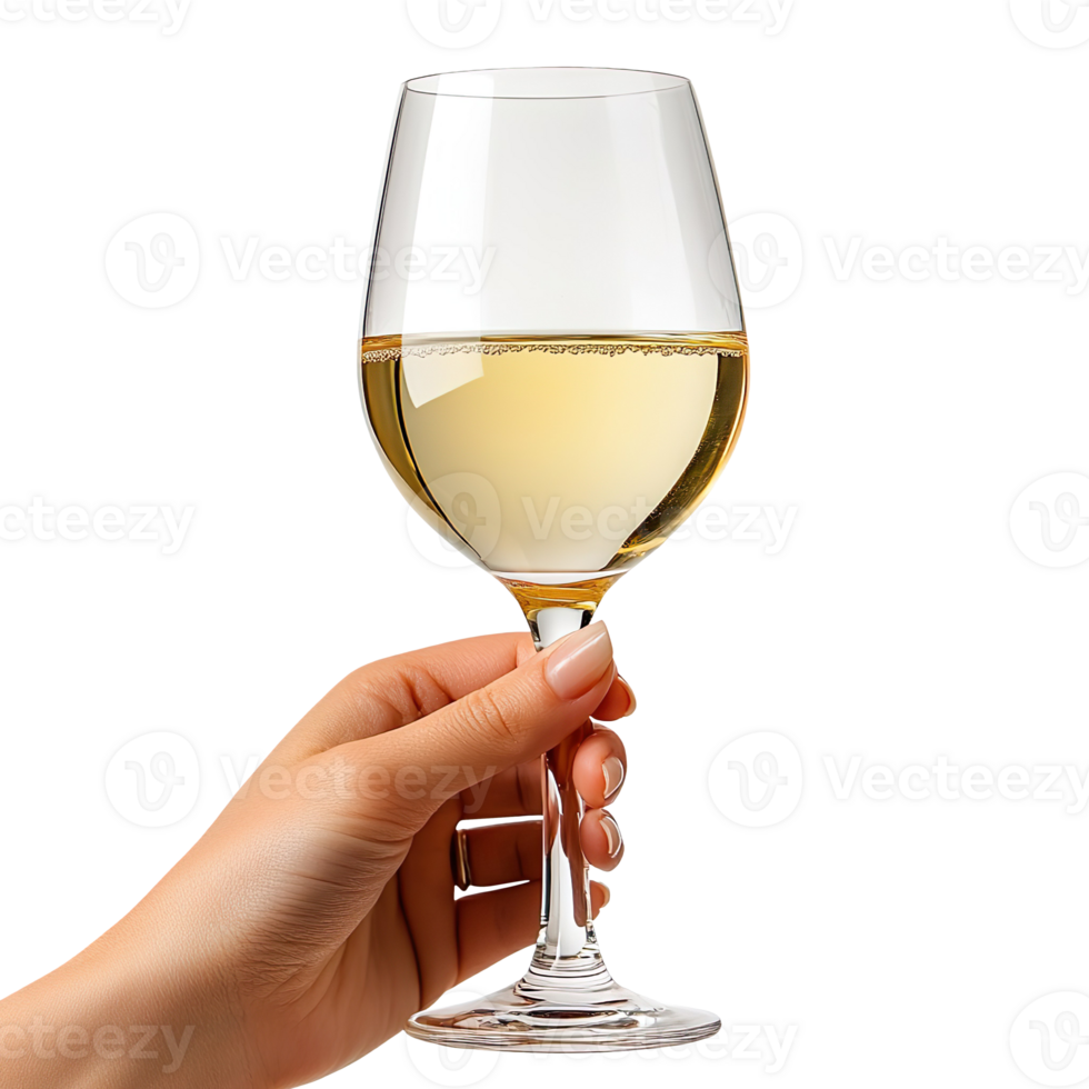 Hand holding a glass of red wine isolated on a transparent background png