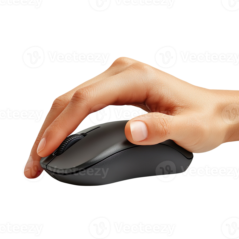 Hand clicking on computer mouse isolated on a transparent background png