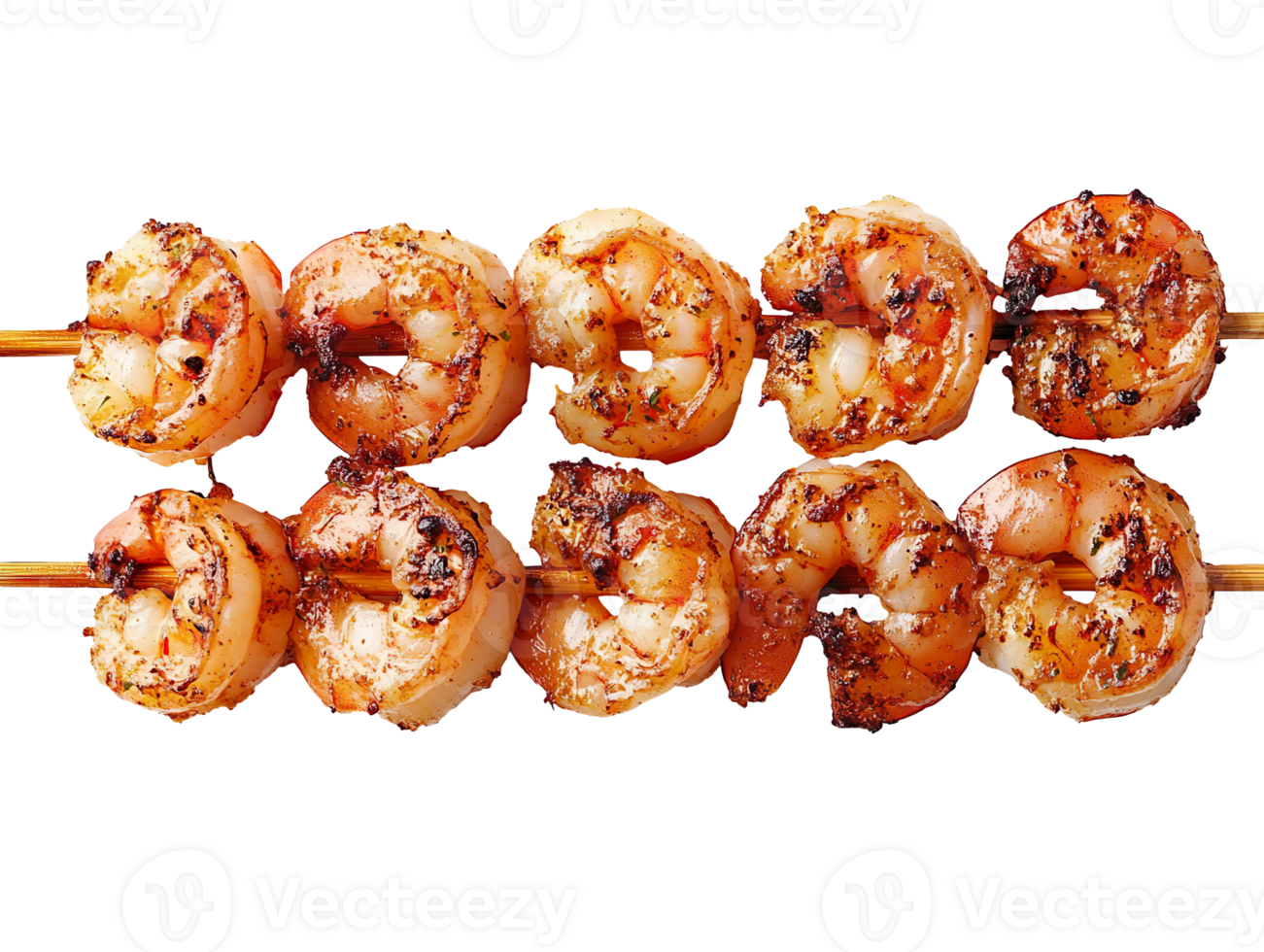 grilled shrimps on skewer isolated on transparent background png
