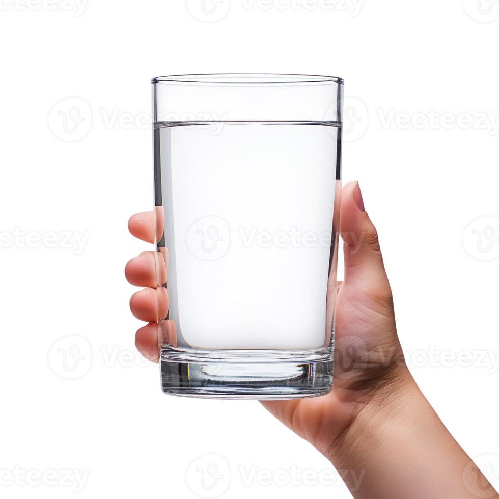 Hand holding a glass of water isolated on a transparent background png