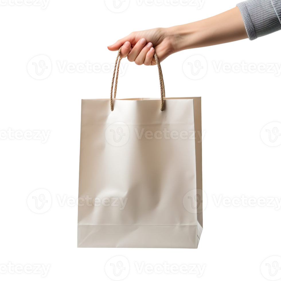Hand Holding Paper Bag isolated on transparent background png