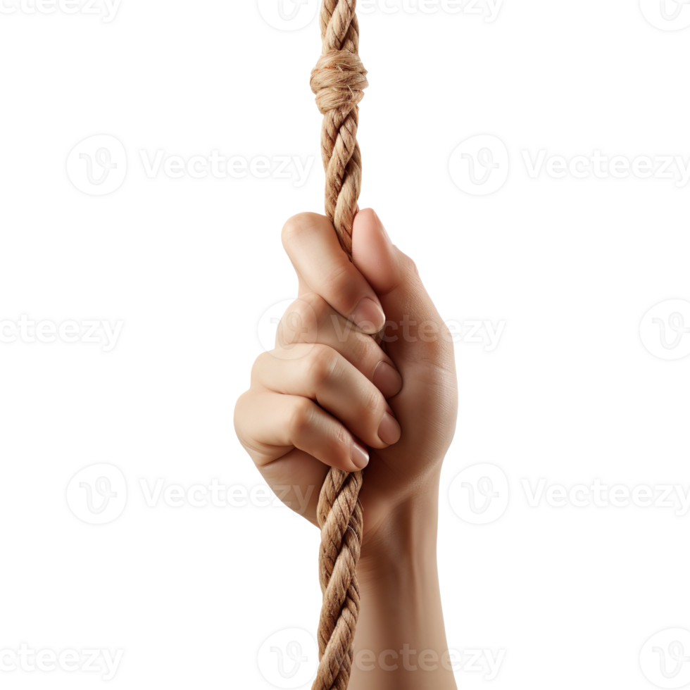 Hand holding a rope isolated on transparent background png