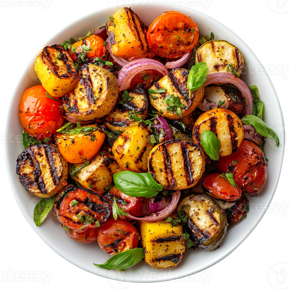 grilled vegetable salad isolated on transparent background png