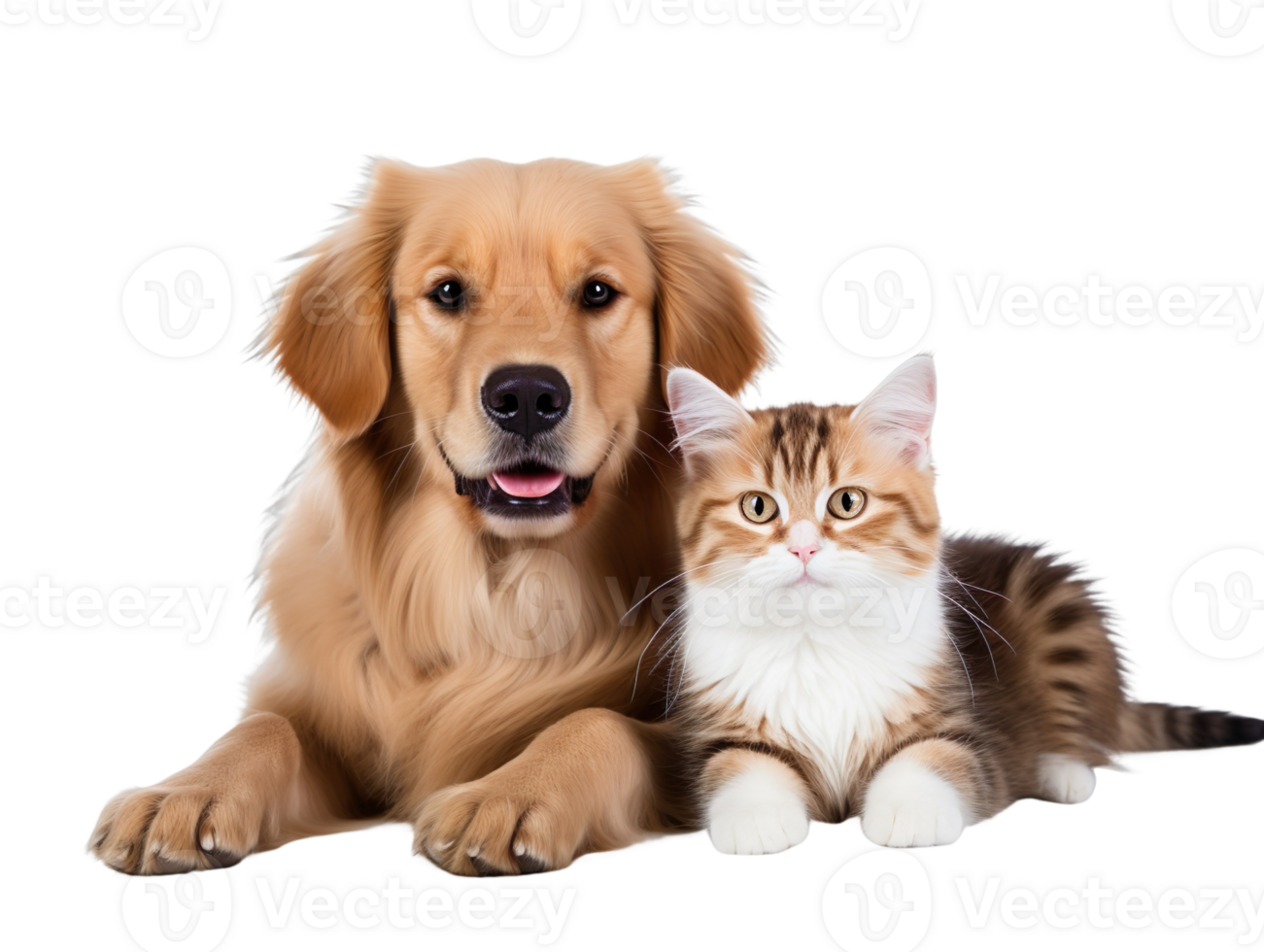 happy dog and cat isolated on transparent background png