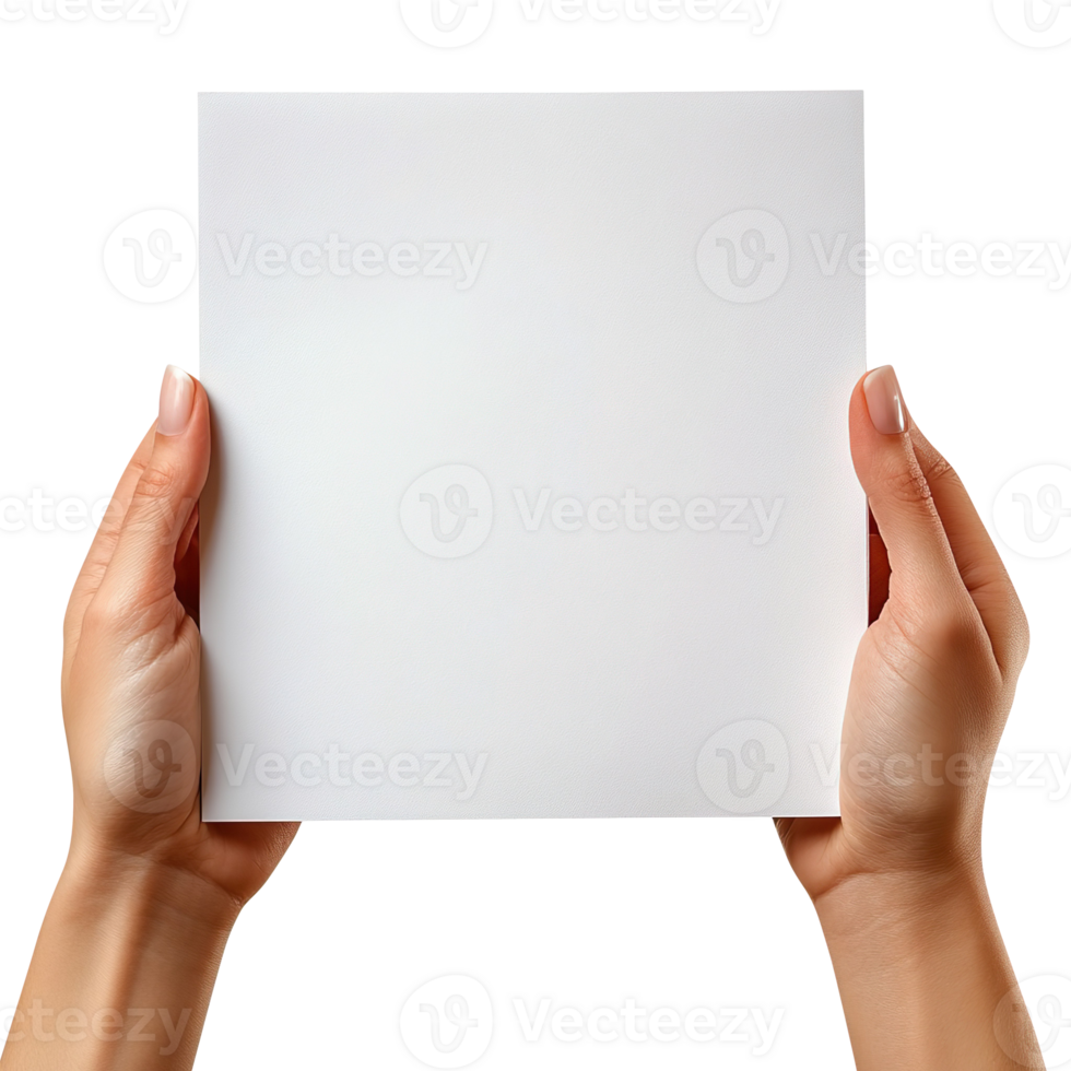 hands holding a blank sheet of paper isolated on transparent background png