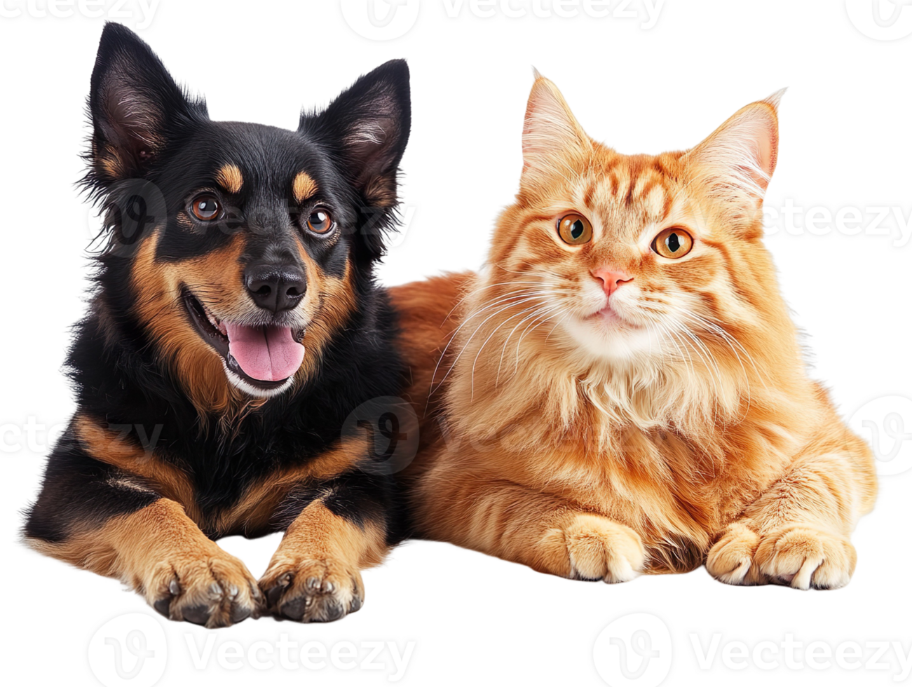 happy dog and cat isolated on a transparent background png