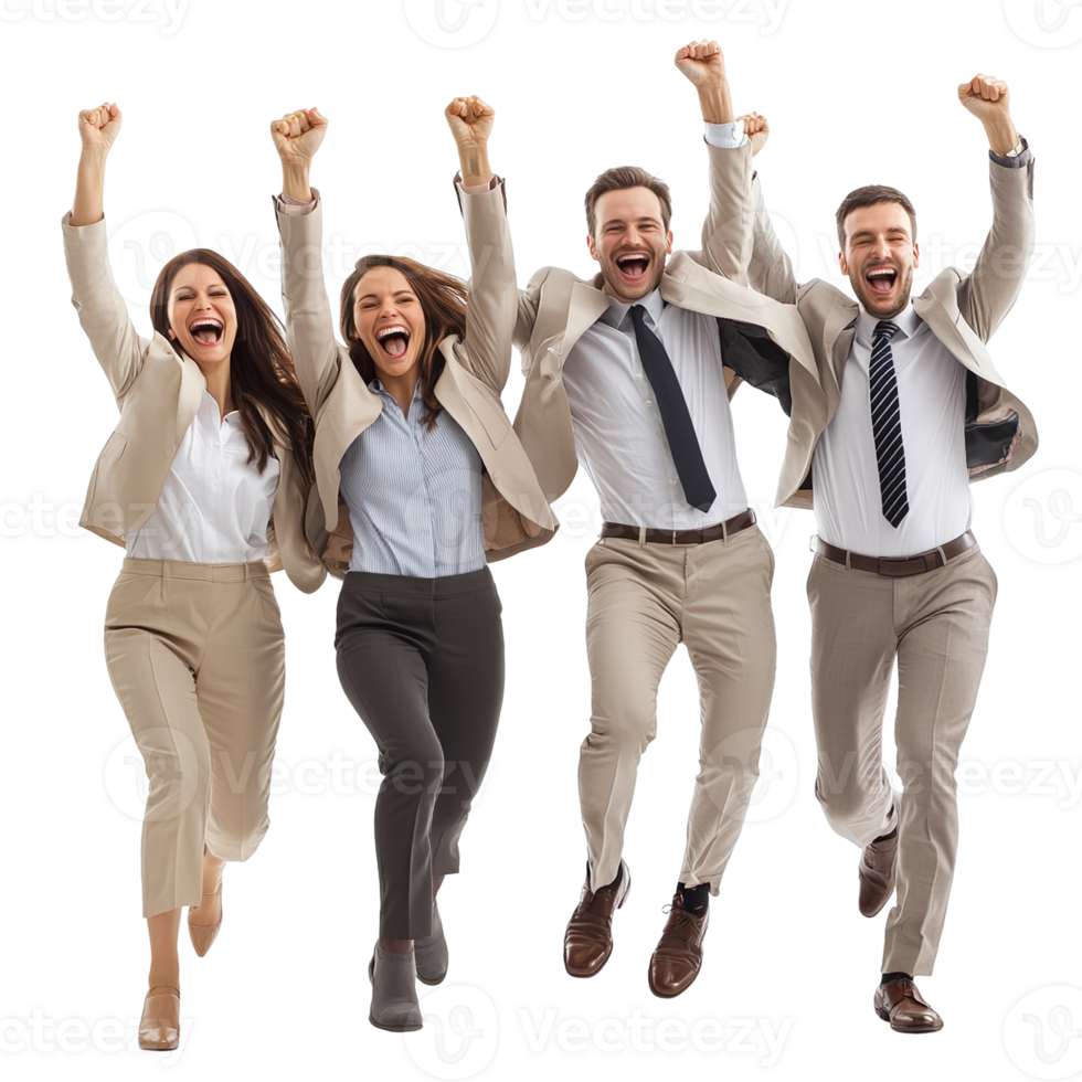 happy successful business team isolated on transparent background png