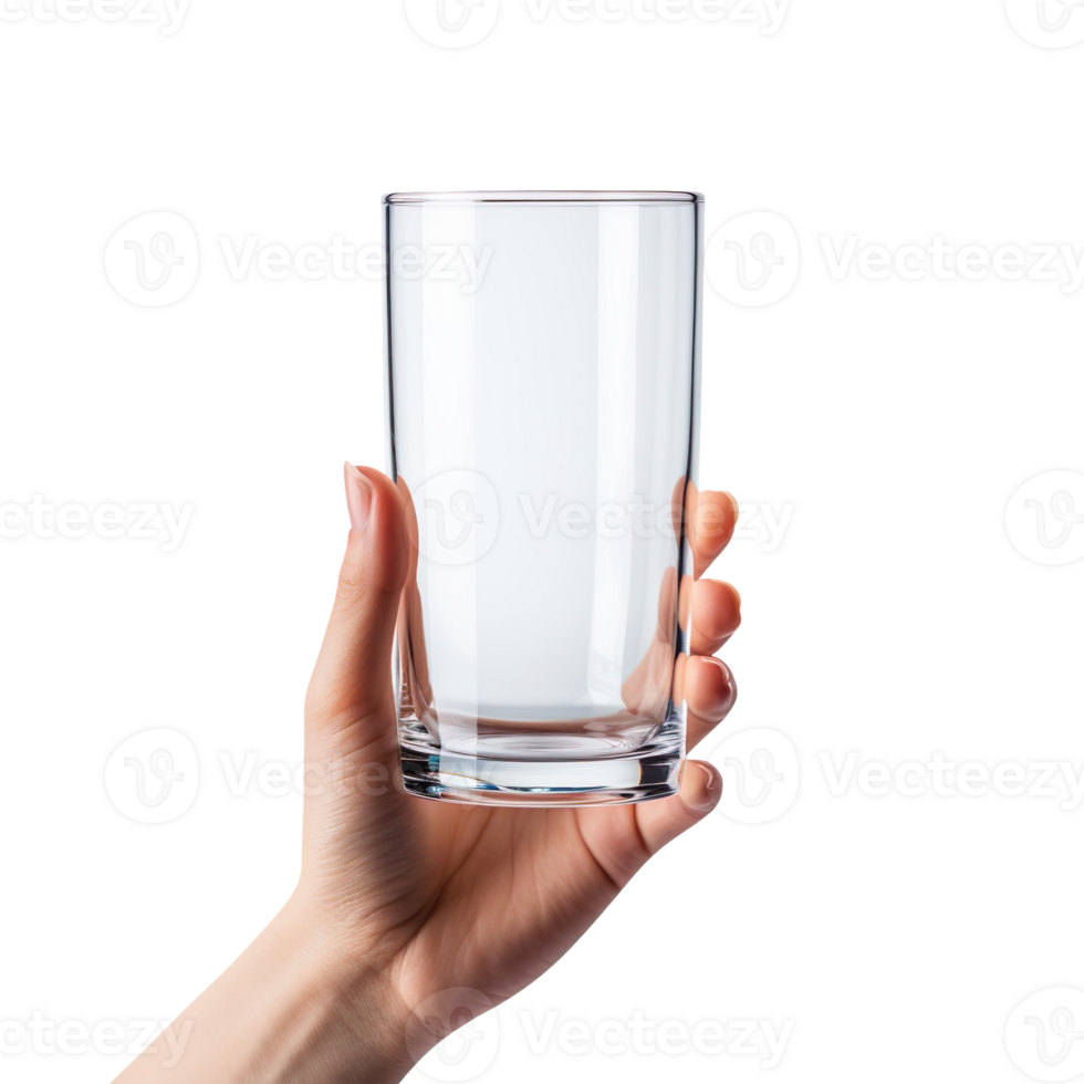 Holding an empty glass in hand isolated on transparent background png