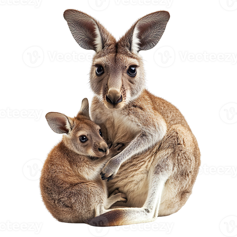 Kangaroo holding baby isolated on transparent background png