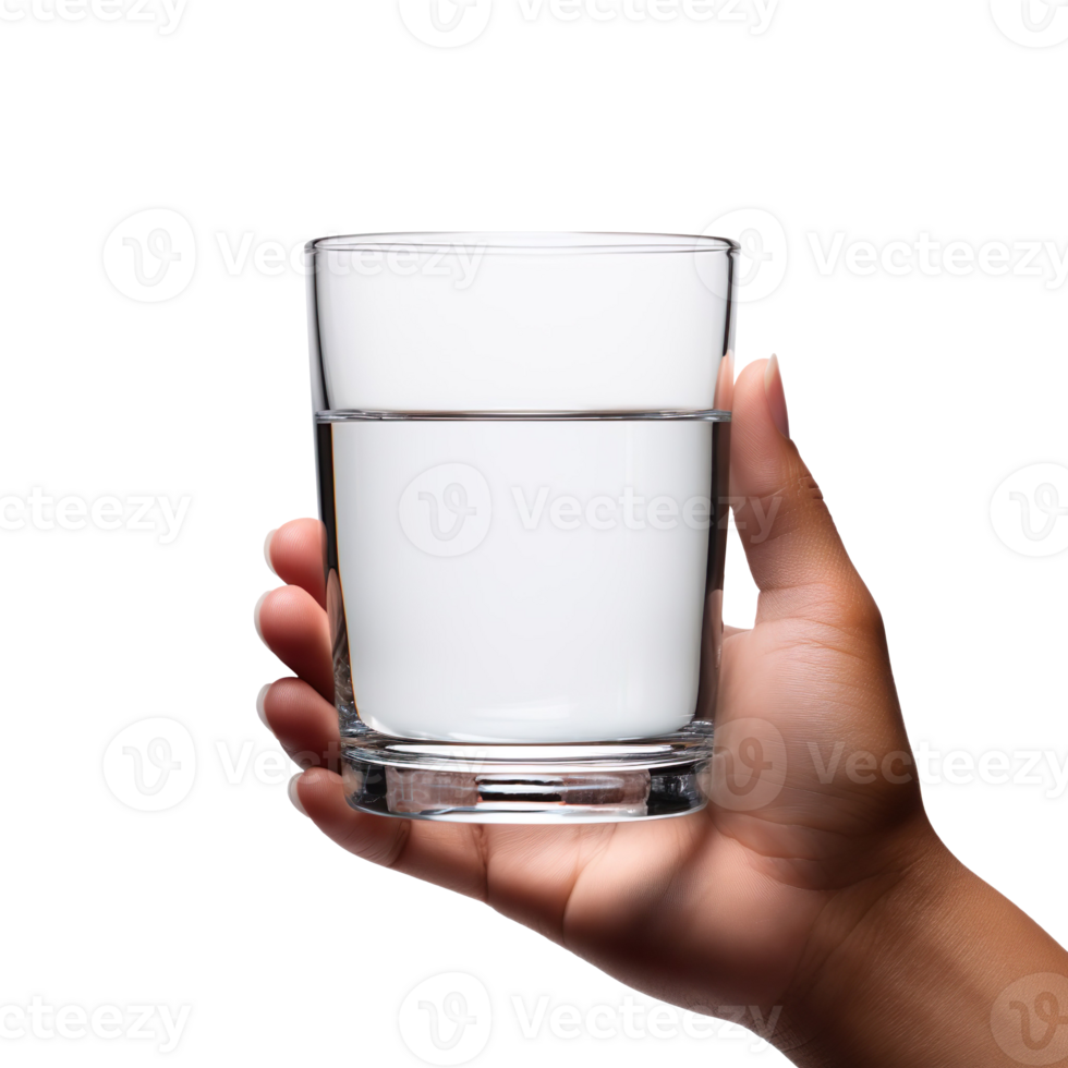 Holding a glass of water in hand isolated on a transparent background png
