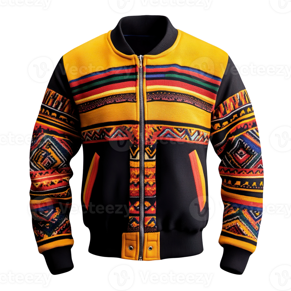 Kente College Jacket, Varsity Coat isolated on a transparent background png