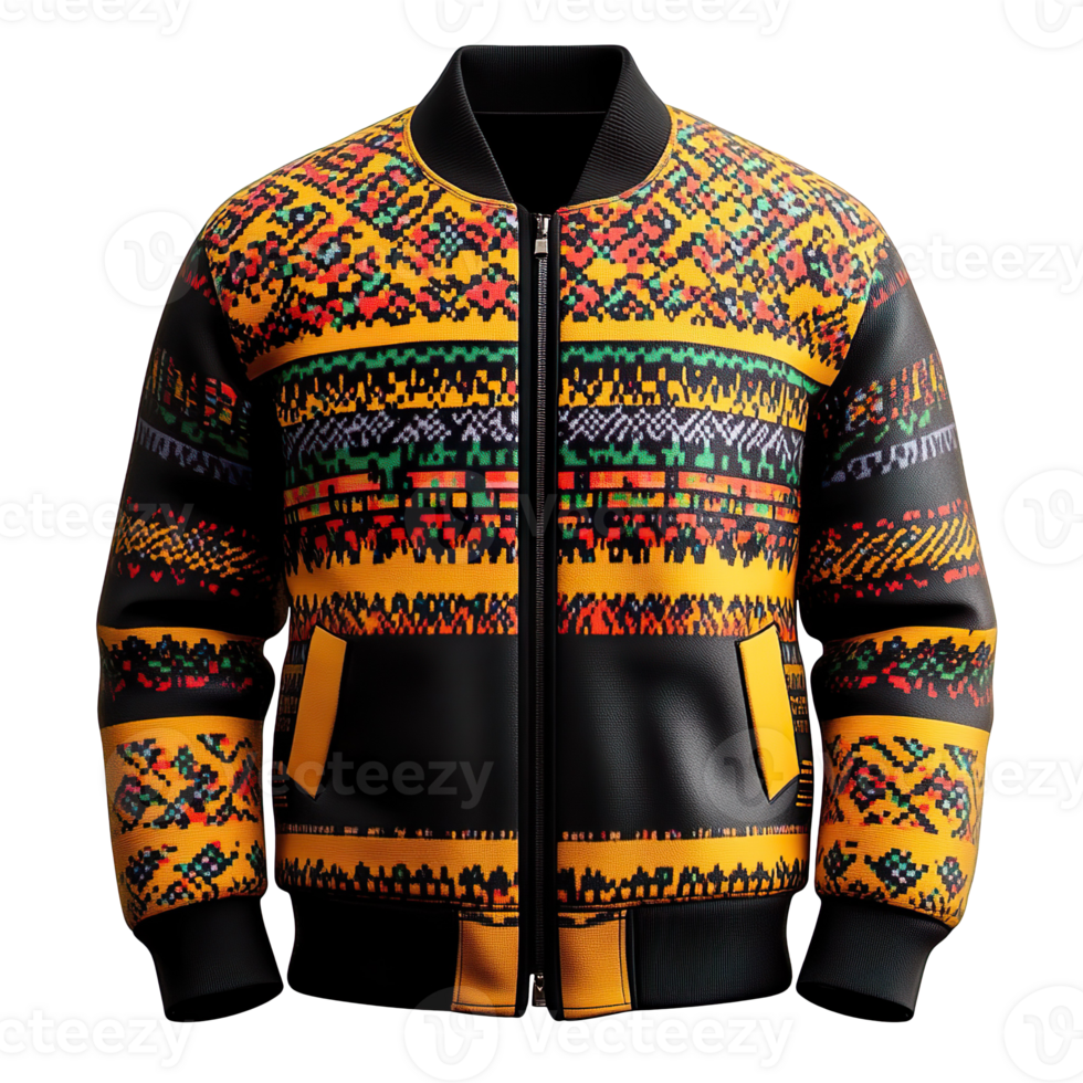 Kente College Jacket, Varsity Coat isolated on transparent background png